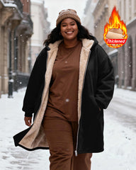 Women's Solid Color Velvet Thickened Long Hooded Coat