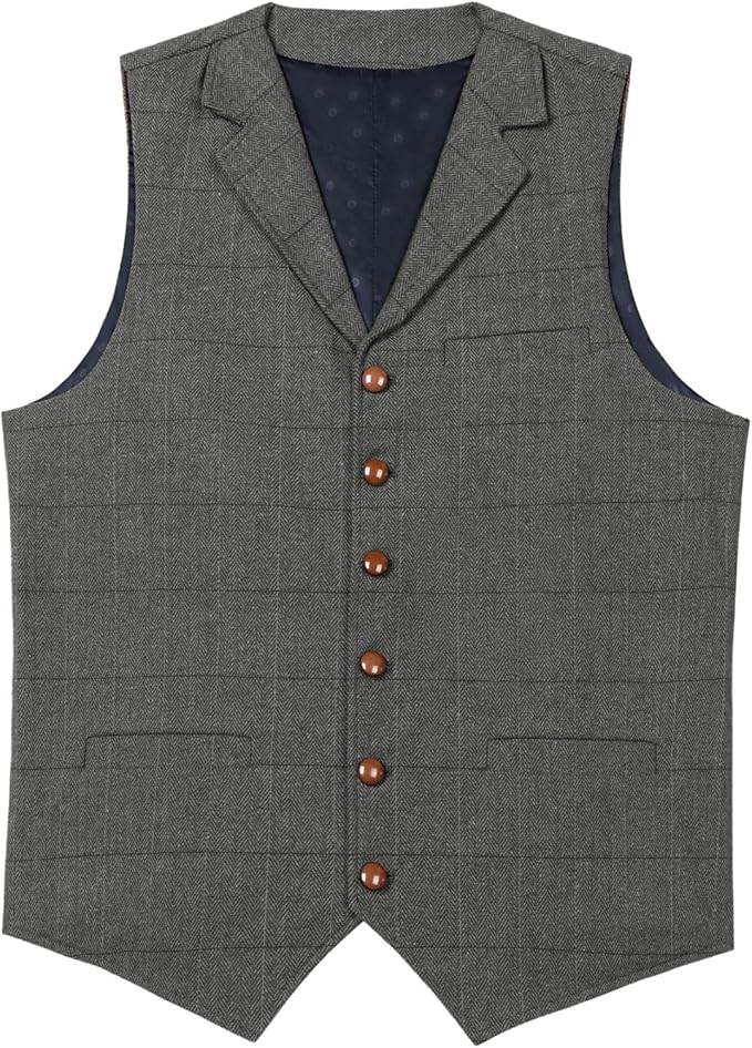 Big & Tall Men's Gentleman Business Casual Slim Fit Suit Vest XS-3XL