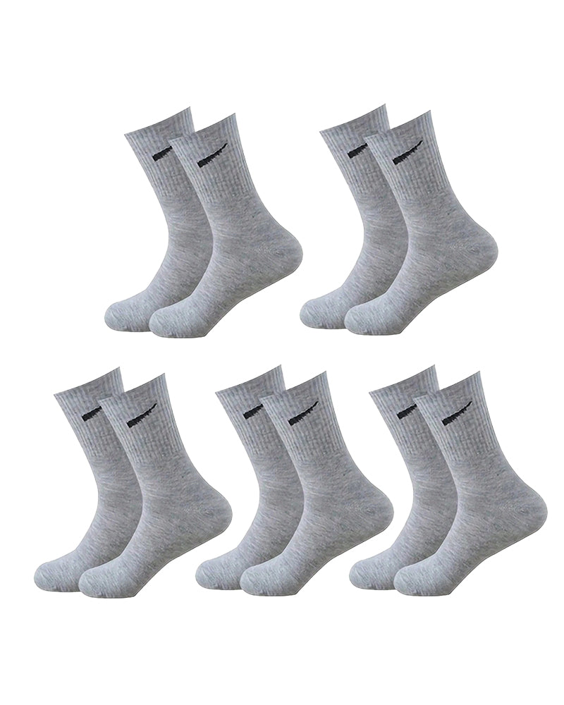 5 Pairs/10 Pairs Men/Women Solid Color Ankle Socks, Black & White & Grey, Versatile Crew Socks For All Seasons, Fall