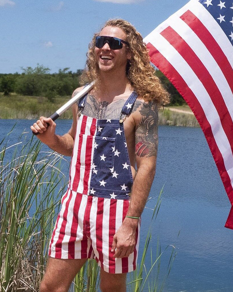 XS-5XL Independence Day Flag Couple's Suspenders