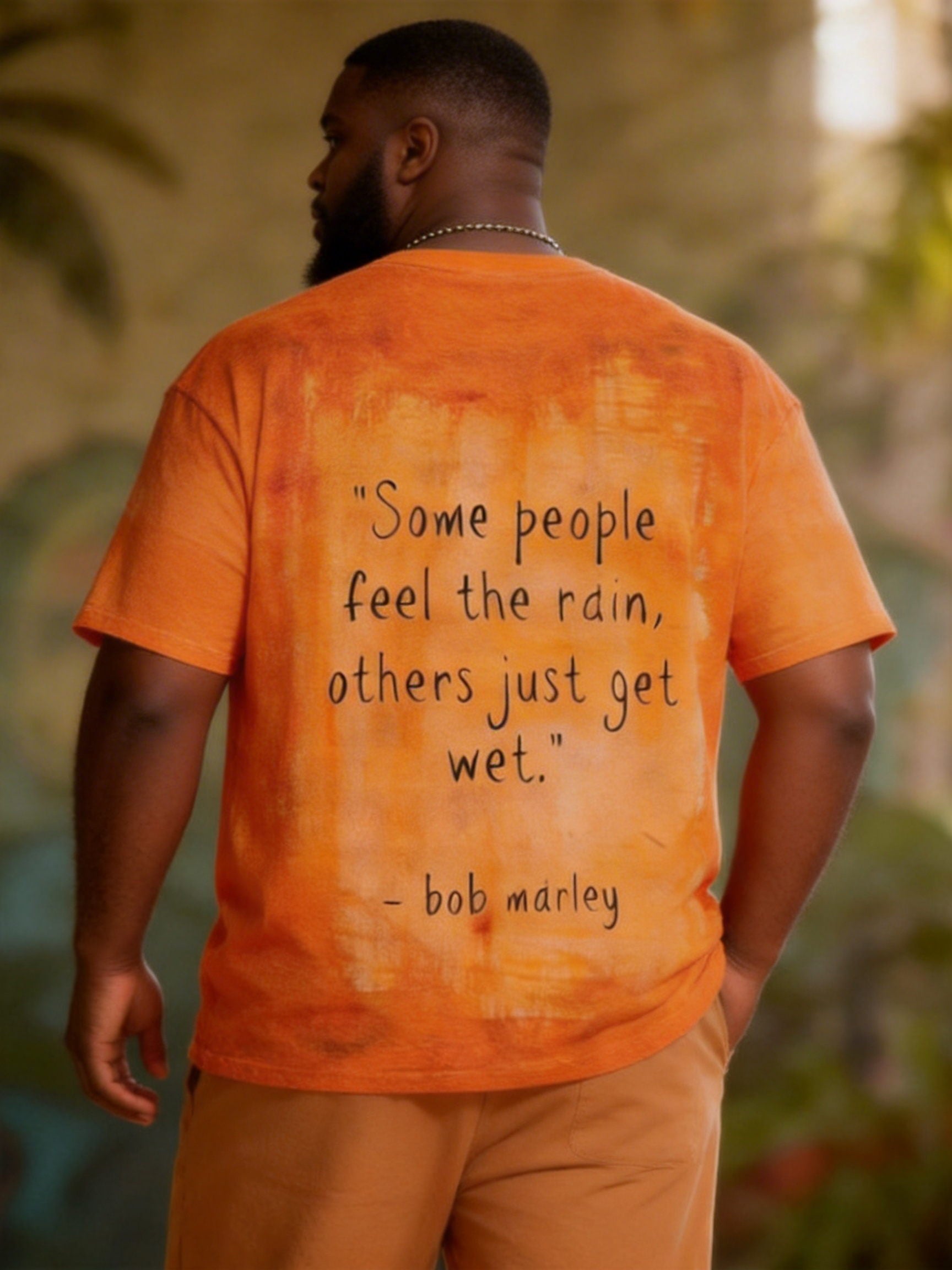 Big & Tall Men'sBob Marley Quotations Printed Crewneck Short Sleeve T-Shirt