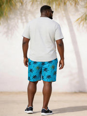 Big & Tall Men's Watercolor Coconut Print Round Neck Short Sleeve T-Shirt Shorts Set
