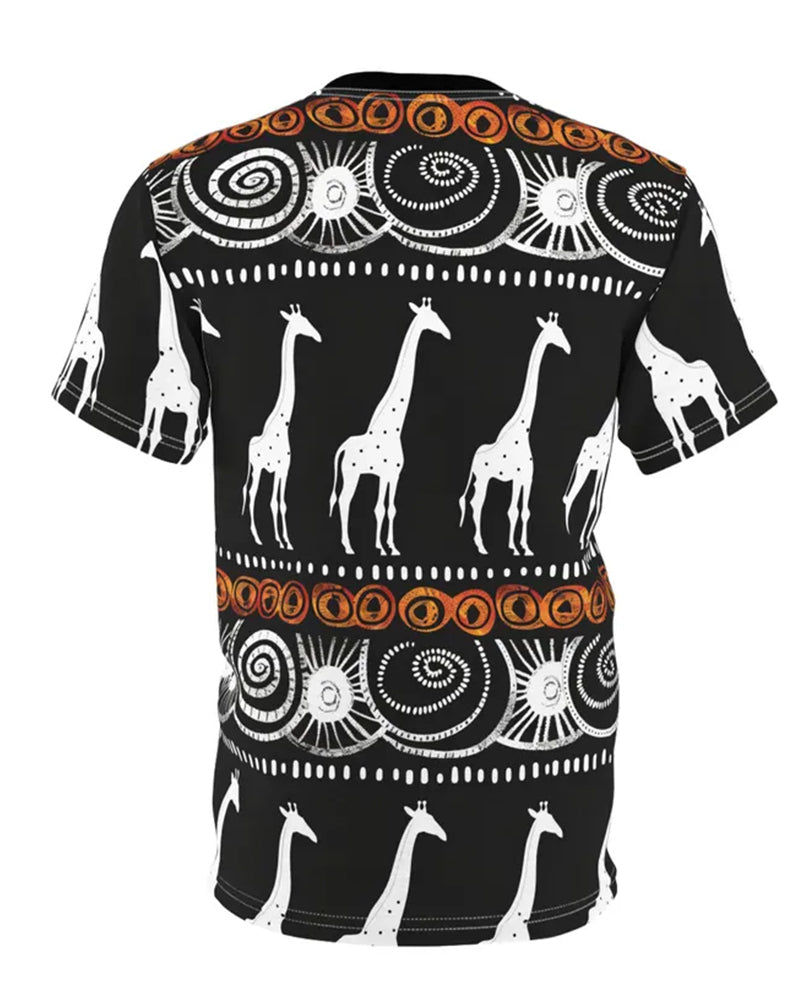 Big & Tall Men's Giraffe African Tribe Printed Round Neck Short Sleeve Tee