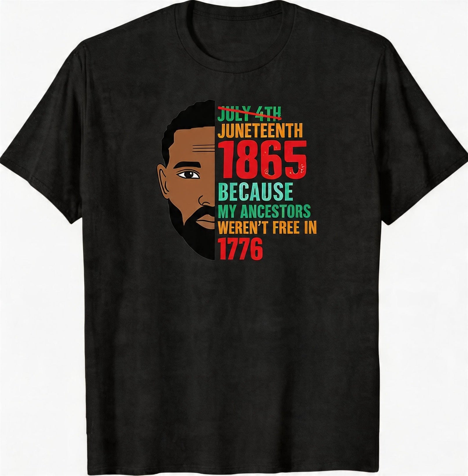 Big & Tall Men's Juneteenth Black Portrait Logo Print Crewneck Short-Sleeve T-Shirt