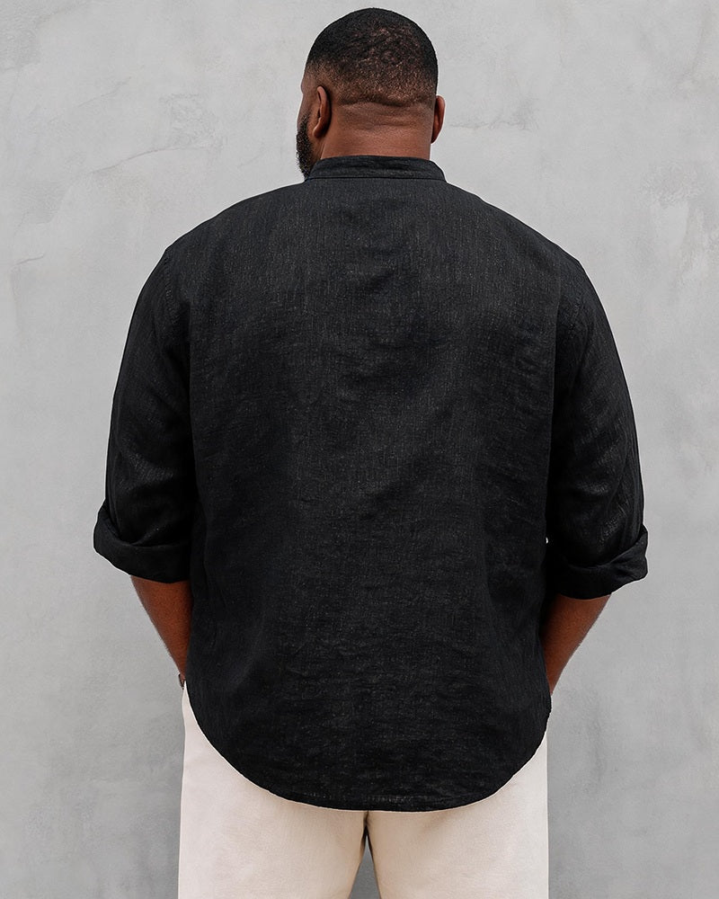 Big & Tall Men's Scripture Cross Print Stand-collar Long-sleeve Shirt