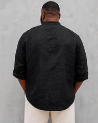 Big & Tall Men's Scripture Cross Print Stand-collar Long-sleeve Shirt