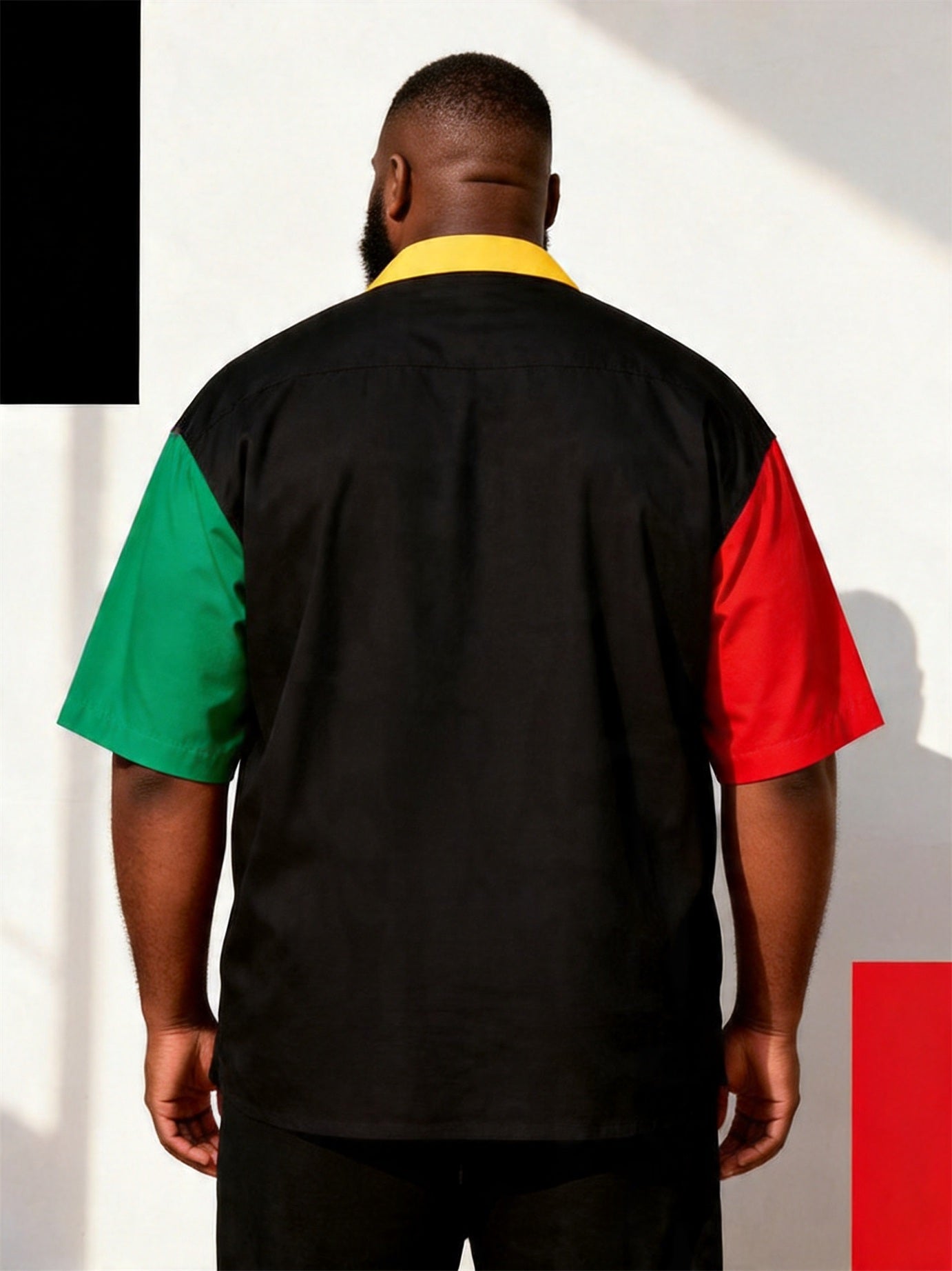 Big & Tall Men's Juneteenth Red Yellow Green Lip Print Short Sleeve Shirt