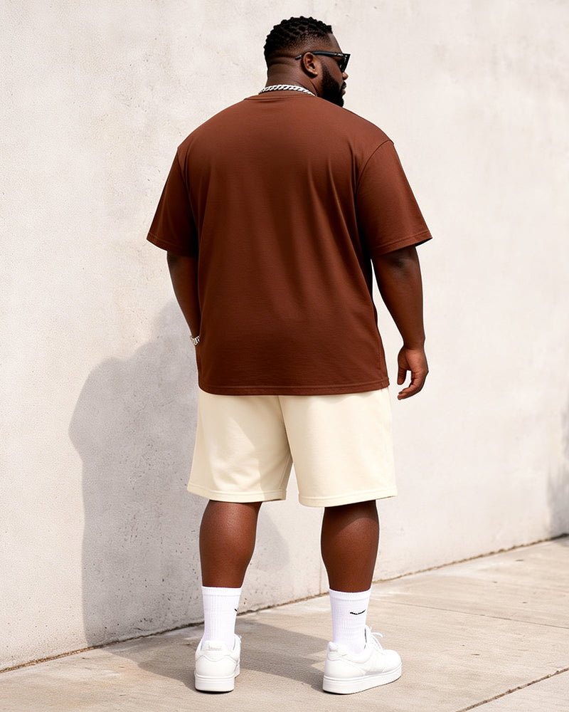 Big & Tall Men's LOST SOUL Alphabet Print Round Neck Short Sleeve T-Shirt Shorts Set