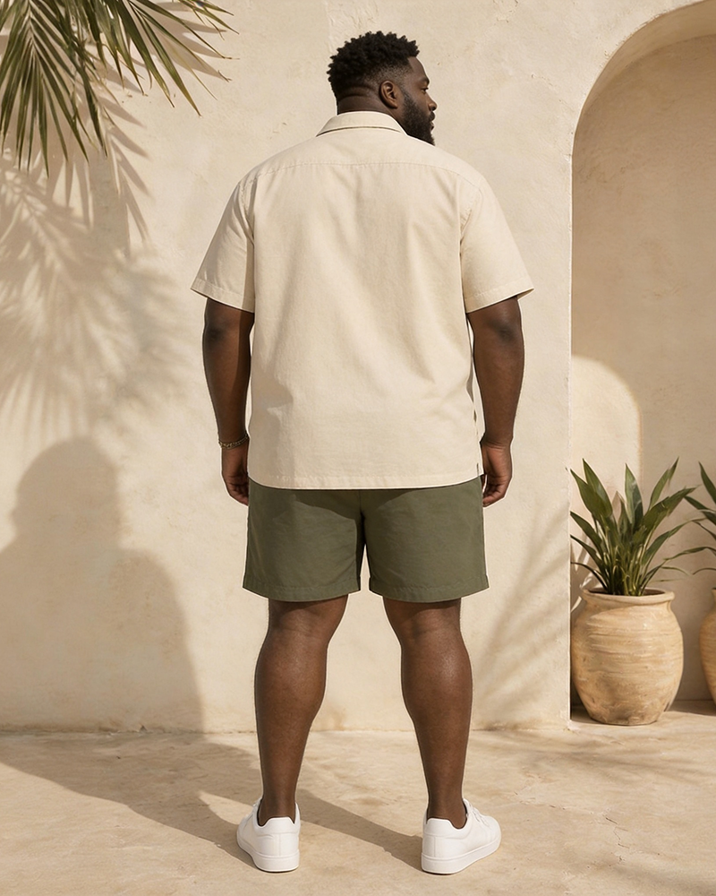 Big & Tall Men's Banana Leaf Print Short Sleeve Shirt Shorts Set