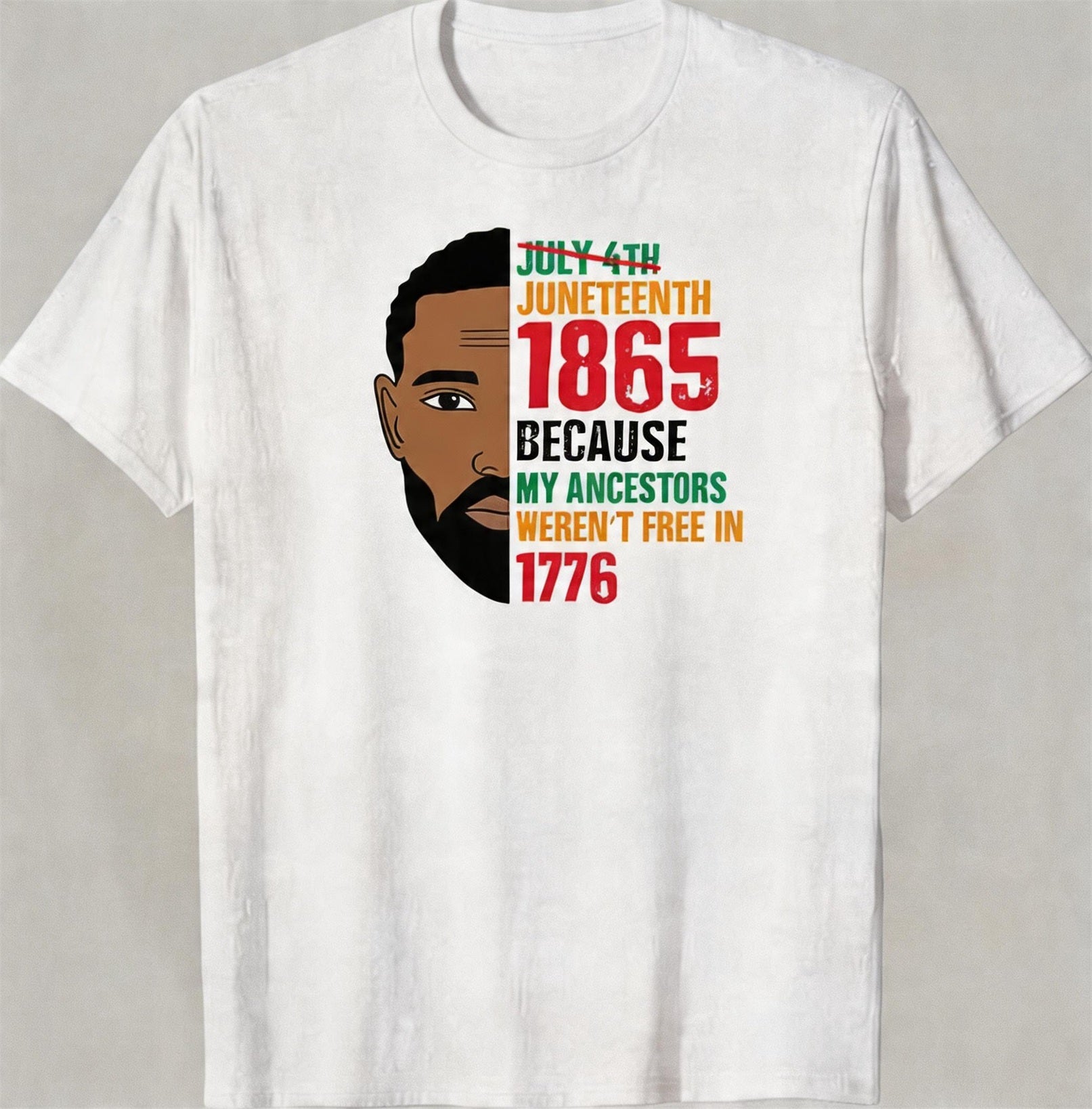 Big & Tall Men's Juneteenth Black Portrait Logo Print Crewneck Short-Sleeve T-Shirt