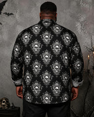 Big & Tall Men's Halloween European-style Skull Print Long Sleeve Shirt