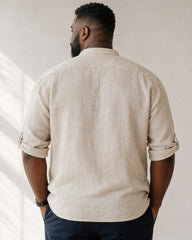 Big & Tall Men's Vintage Cross Scripture Print Collar Mid-Sleeve Shirt