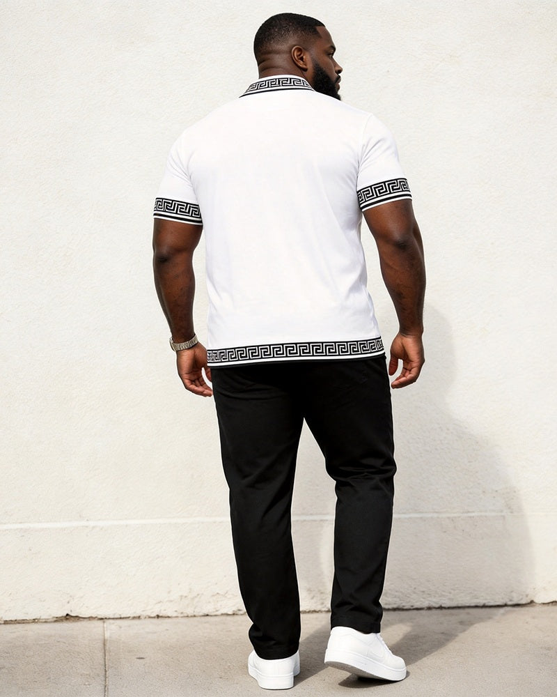 Big & Tall Men's Printed Polo Short Sleeve Pants Set