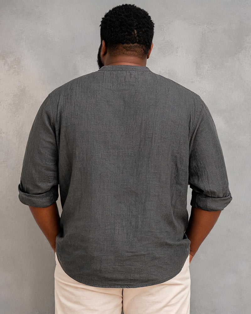 Big & Tall Men's Vintage Radiographic Biblical Scripture Cross Printed Collar Long Sleeve Shirt