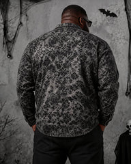Big & Tall Men's Halloween Old Cobweb Dark Print Long Sleeve Shirt
