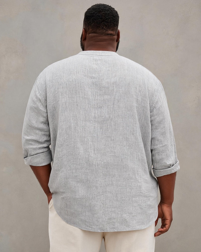 Big & Tall Men's I Love Jesus Love Cross Printed Collar Long Sleeve Shirt