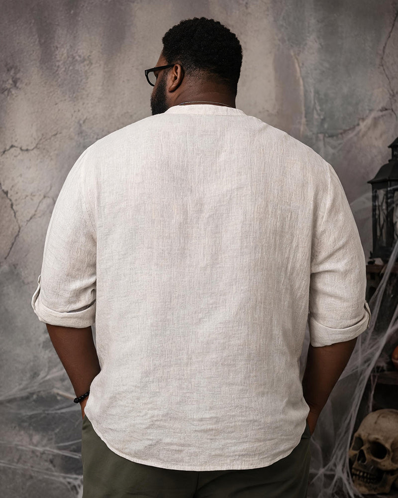 Big & Tall Men's Tear Claw Mark Just A Blight Printed Collar Long Sleeve Shirt