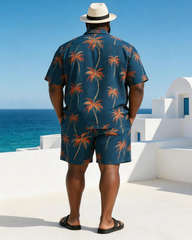 Big & Tall Men's Coconut Print Short Sleeve Shirt Shorts Set
