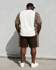Big & Tall Men's "King" Letter Printed Round Neck Short Sleeve T-Shirt Shorts Set