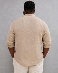 Big & Tall Men'sFaith Hope Love Heartbeat Print Stand-up Collar Long Sleeve Shirt