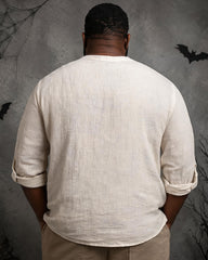 Big & Tall Men's I'm A People's Printed Stand-up Collar Long Sleeve Shirt