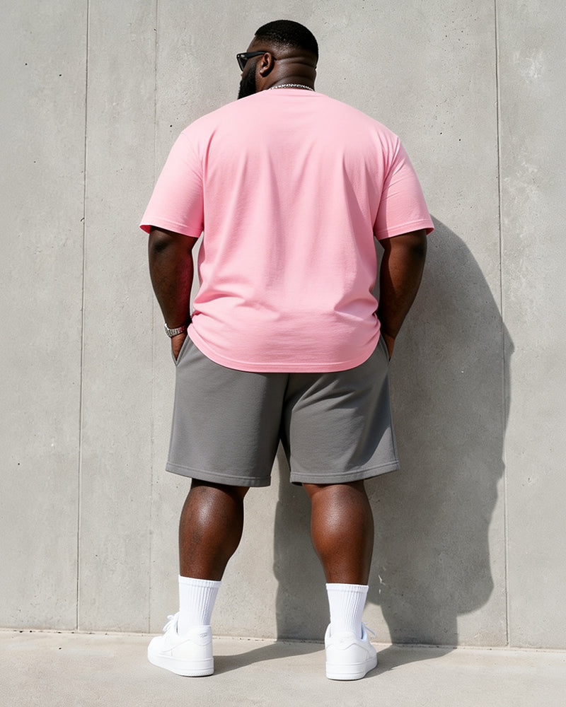 Big & Tall Men's SAVAGE Alphabet Print Round Neck Short Sleeve T-Shirt Shorts Set