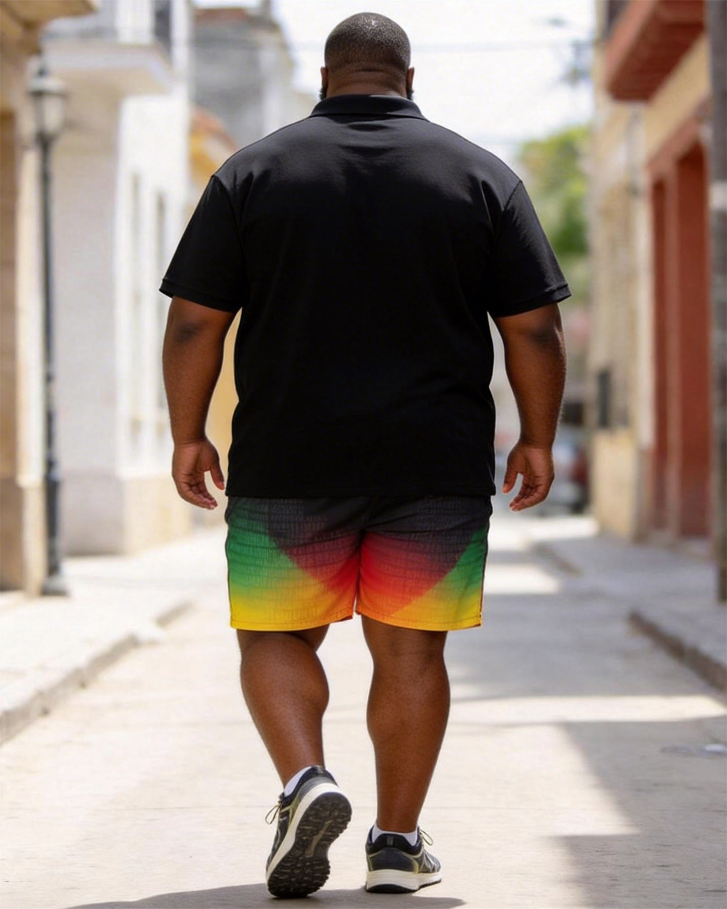Big & Tall Men's Juneteenth Love Print POLO Short Sleeve Shorts Set