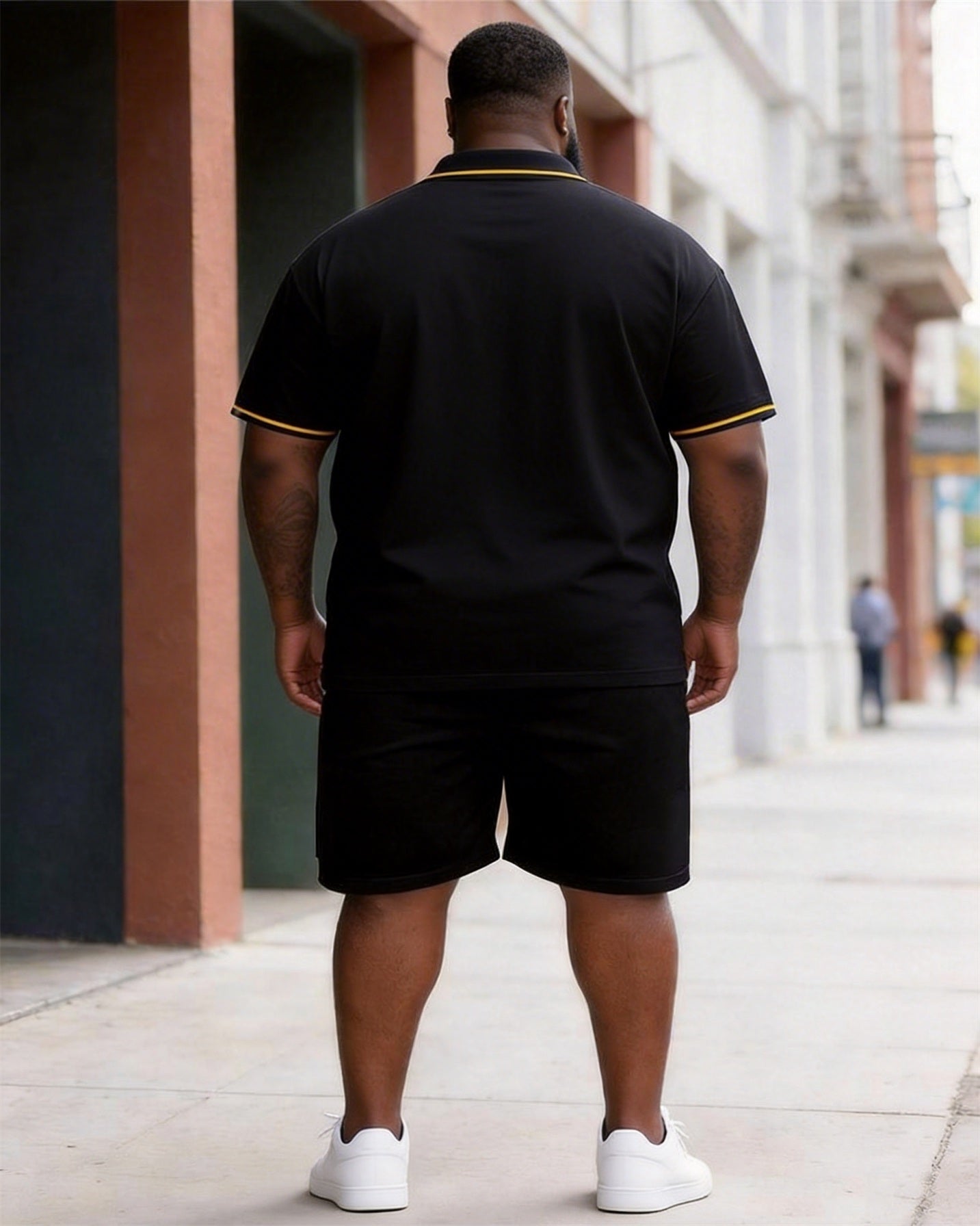 Big & Tall Men's Juneteenth Africa Map Break Free Chain Print POLO Short Sleeve Shorts Set