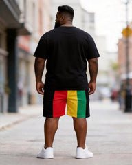 Big & Tall Men's Juneteenth FREE-ISH SINCE 1865 Printed Round Neck Short Sleeve T-Shirt Shorts Set
