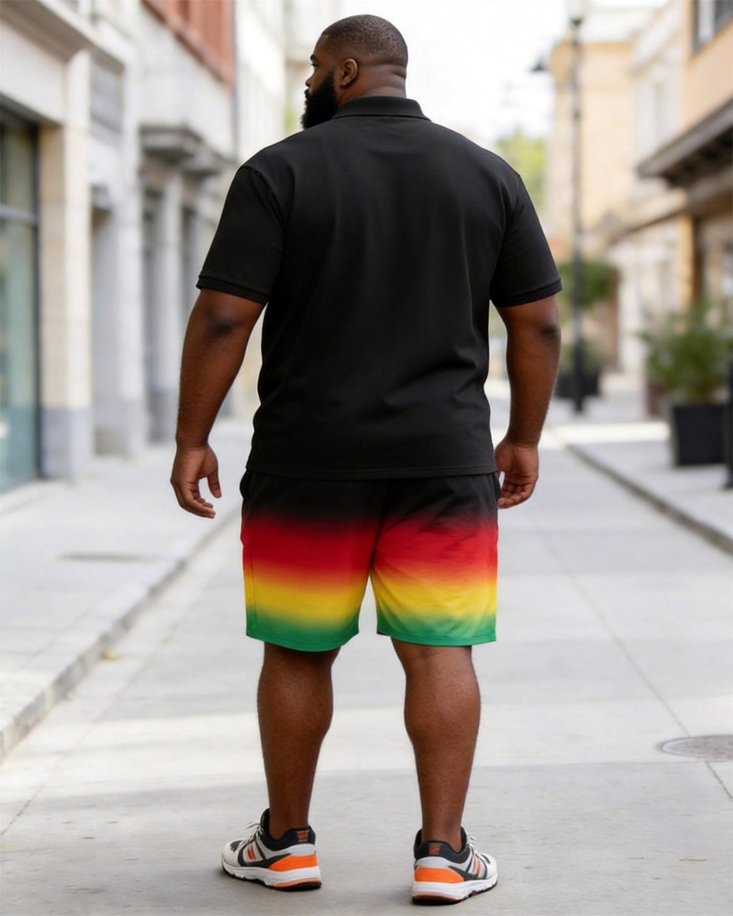 Big & Tall Men's Juneteenth Africa Map 1865 Print POLO Short Sleeve Shorts Set
