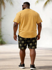 Big & Tall Men's Line Coconut Print Round Neck Short Sleeve T-Shirt Shorts Set