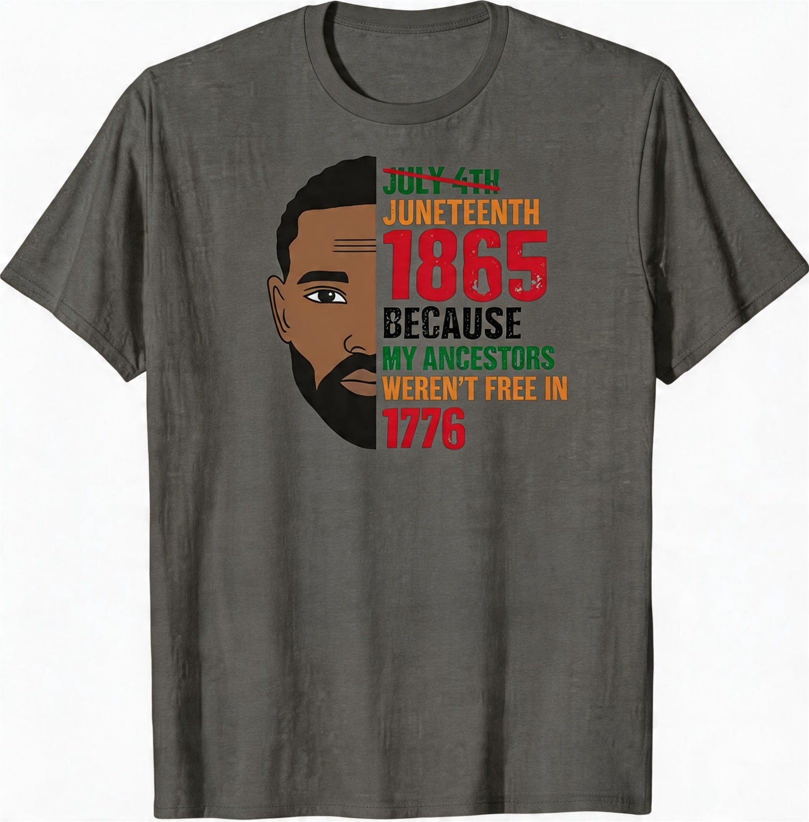 Big & Tall Men's Juneteenth Black Portrait Logo Print Crewneck Short-Sleeve T-Shirt