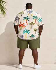 Big & Tall Men's Colorful Coconut Print Short Sleeve Shirt Shorts Set