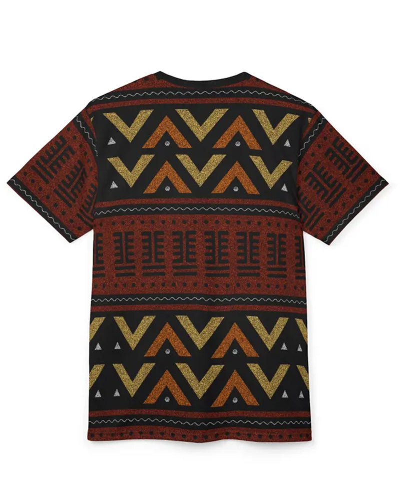 Big & Tall Men's Ethnic Geometric Print Crewneck Short-sleeved T-shirt