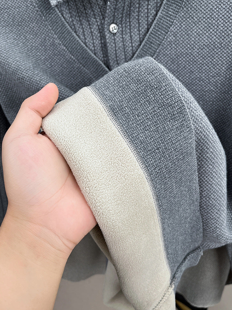 Big & Tall Men's Fake Two-piece Lapel Padded Sweater M-4XL