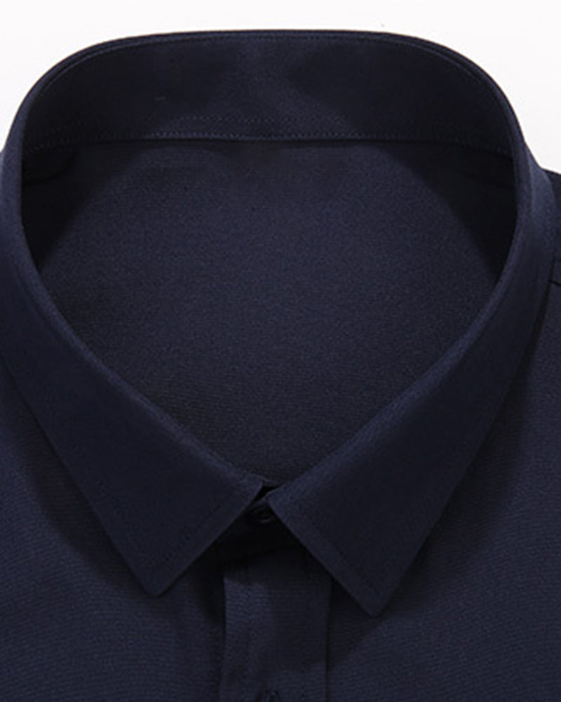 L-10XL Large Size Men's Summer Thin Short-sleeved Shirt Business Casual Loose Elastic Solid Color Short-sleeved Shirt