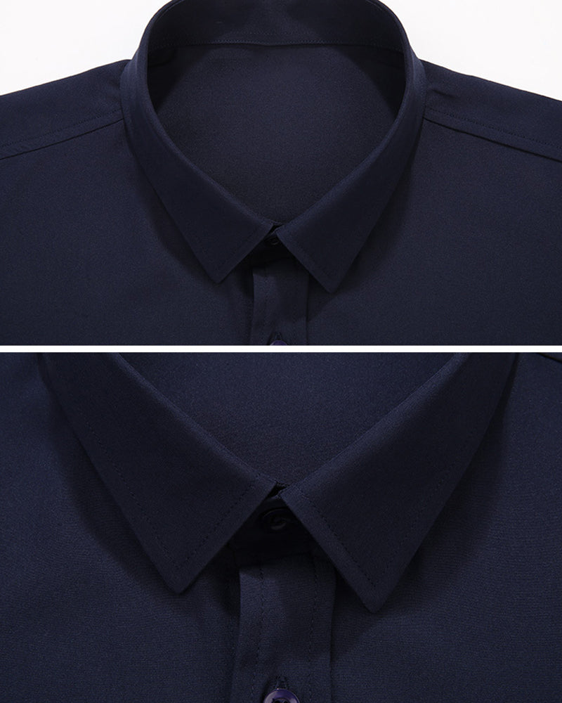 L-10XL Large Size Men's Summer Thin Short-sleeved Shirt Business Casual Loose Elastic Solid Color Short-sleeved Shirt