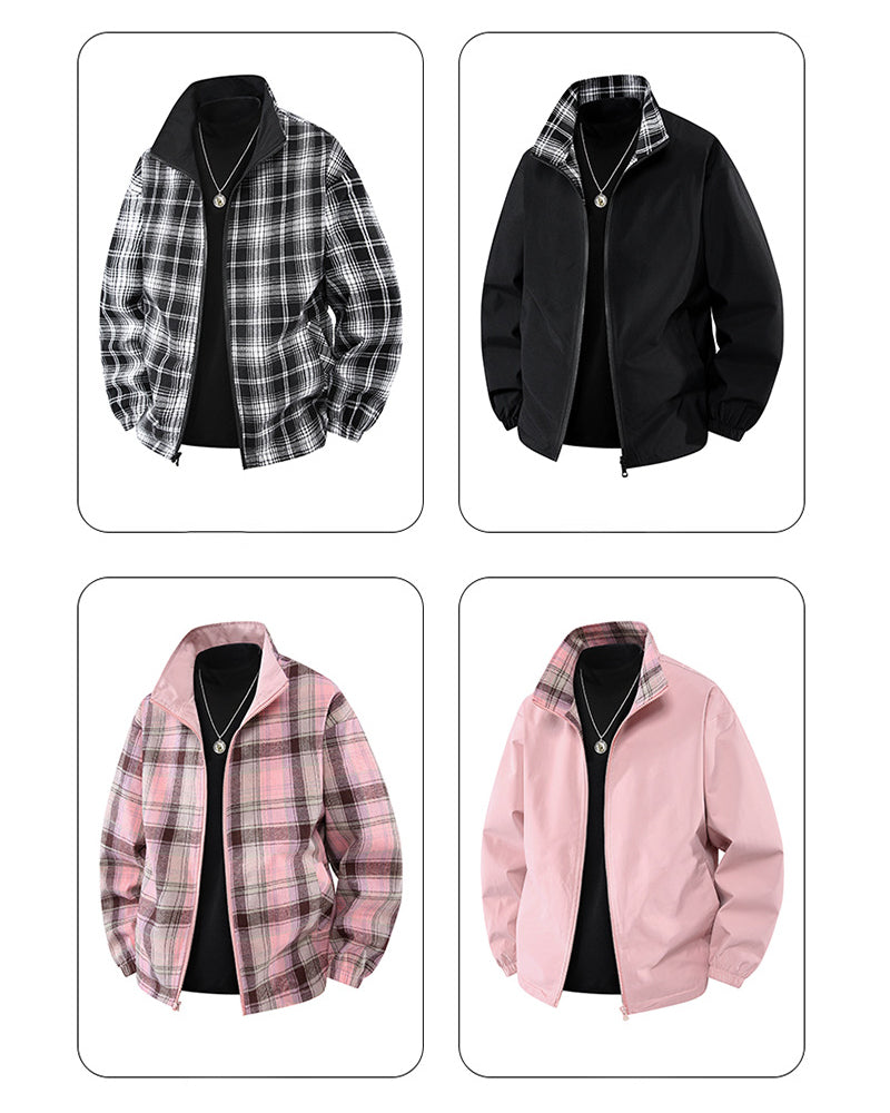 Big & Tall Men's Double Wearing Windproof Plaid Jacket M-3XL