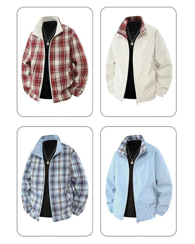 Big & Tall Men's Double Wearing Windproof Plaid Jacket M-3XL