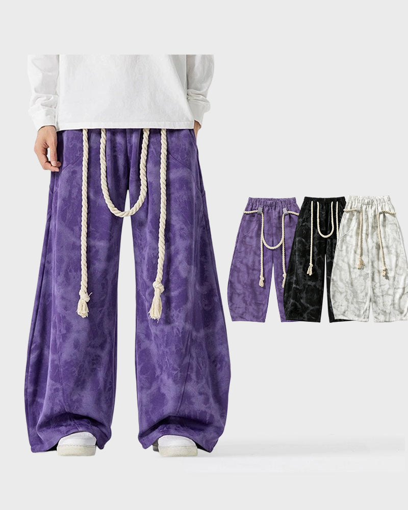 Men's Plus Size Japanese Tie-Dye Thick Rope Trousers