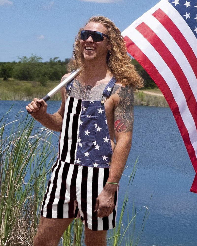 XS-5XL Independence Day Flag Couple's Suspenders