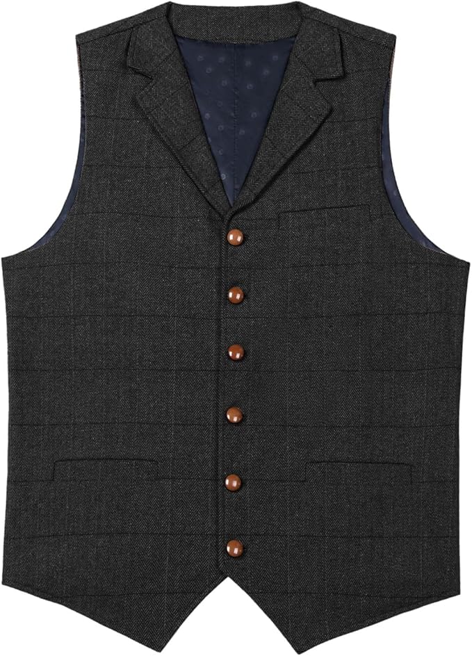 Big & Tall Men's Gentleman Business Casual Slim Fit Suit Vest XS-3XL