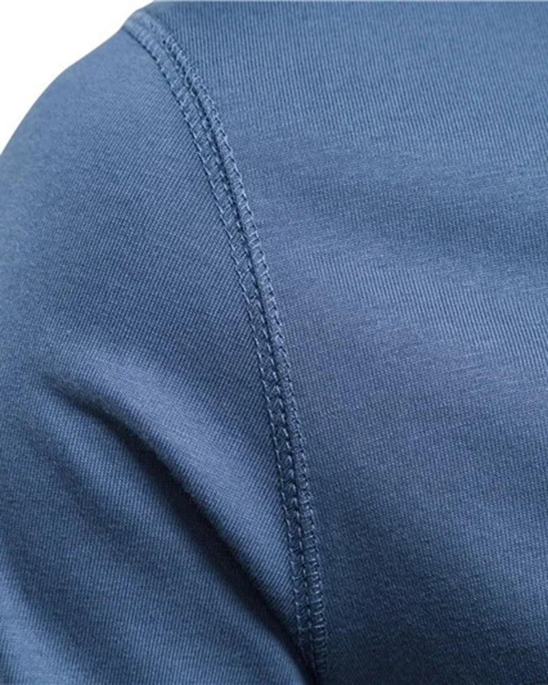 Big & Tall Men's Henry Neck/Round Neck Long Sleeve T-Shirt Base Top XS-5XL