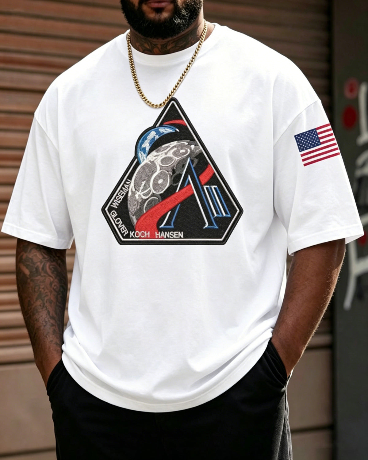 Big & Tall Men's Moon Landing Anniversary Print Crewneck Short Sleeve T-Shirt