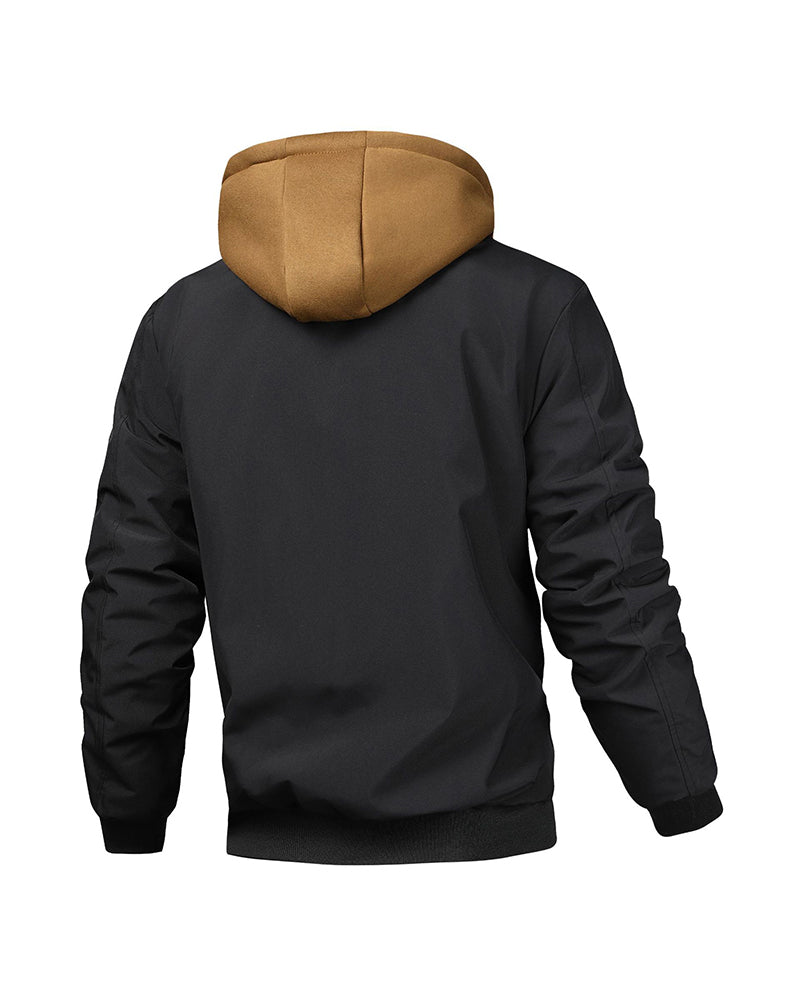 Big & Tall Men's Quilted Cotton Hooded Fake Two-Piece Jacket Coat S-3XL