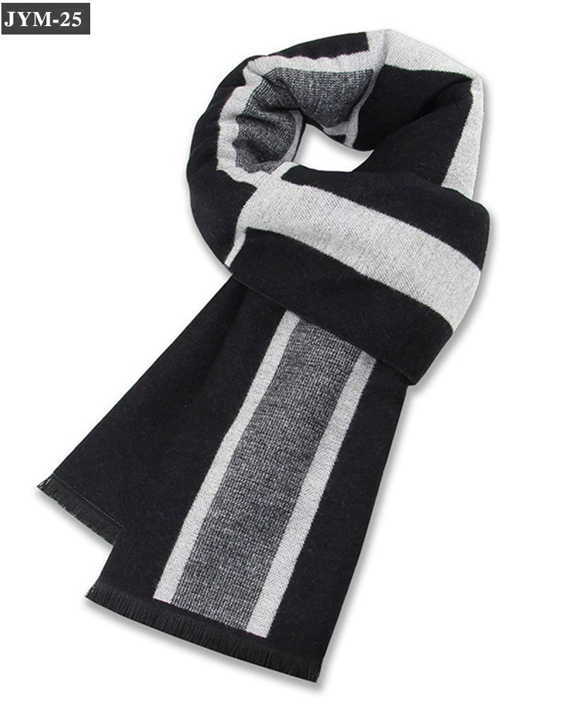 Wool Blend Plaid Scarf Men's Winter Warm Plaid Scarf