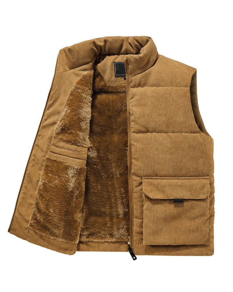 Big & Tall Men's Thickened Stand-up Collar Corduroy Vest M-6XL