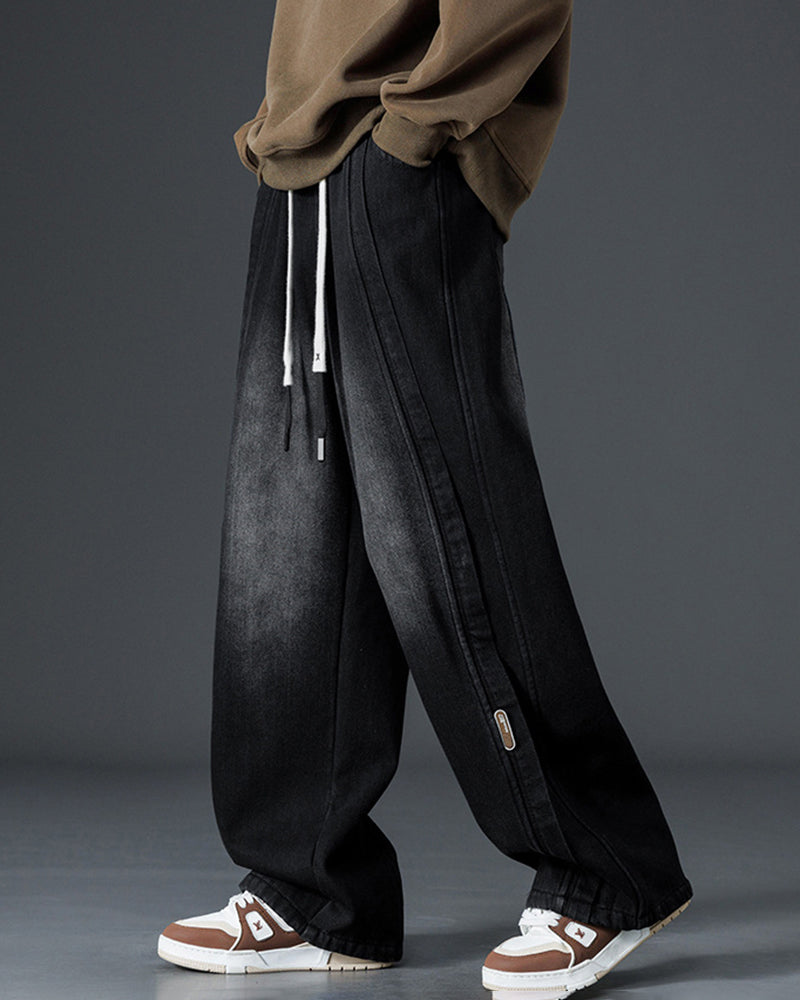 Big & Tall Men's Thickened Loose Straight Denim Pants M-8XL