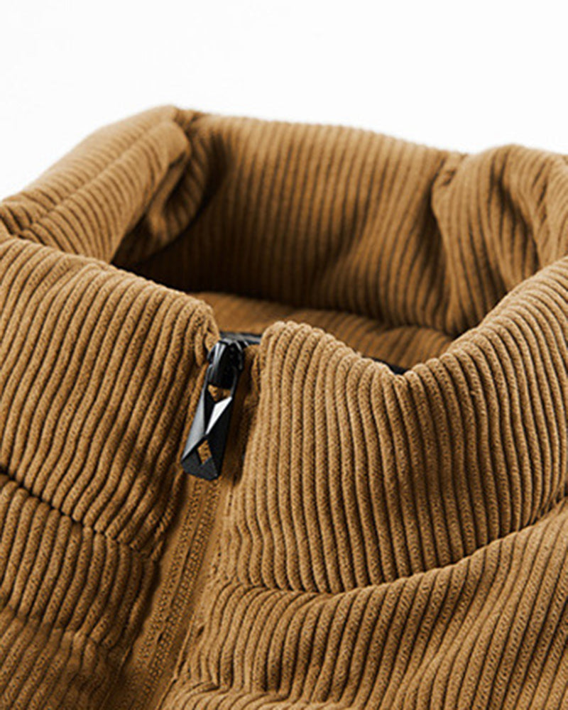 Big & Tall Men's Thickened Stand-up Collar Corduroy Vest M-6XL