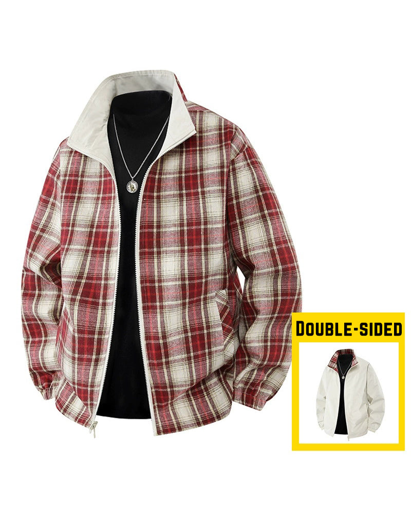 Big & Tall Men's Double Wearing Windproof Plaid Jacket M-3XL